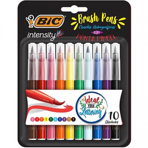 Caneta pincel Brush Pen 10 cores Intensity BIC 1 UN